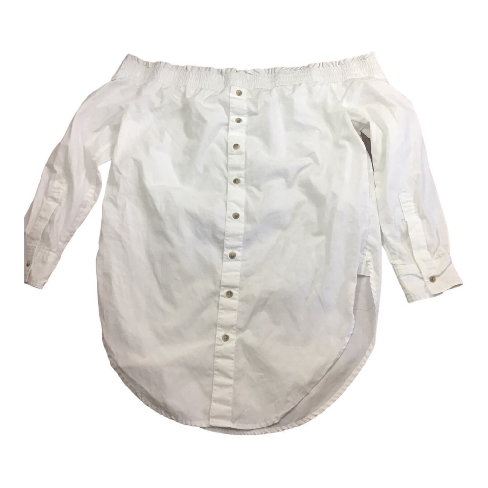 Anthropologie White Off-Shoulder Tunic Relaxed Fit - Picture 8 of 10